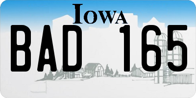 IA license plate BAD165