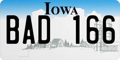 IA license plate BAD166