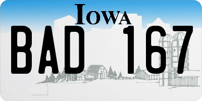 IA license plate BAD167