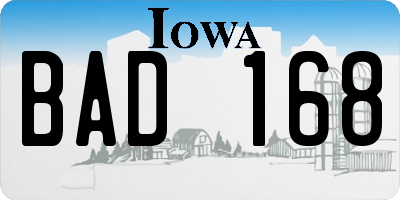 IA license plate BAD168