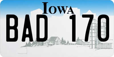 IA license plate BAD170