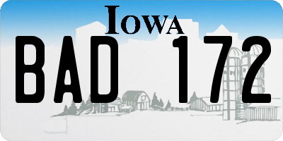 IA license plate BAD172
