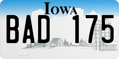 IA license plate BAD175