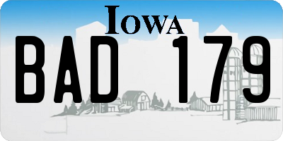 IA license plate BAD179