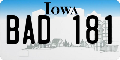 IA license plate BAD181