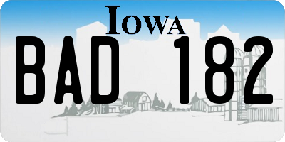 IA license plate BAD182