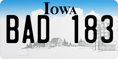 IA license plate BAD183