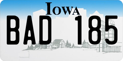 IA license plate BAD185