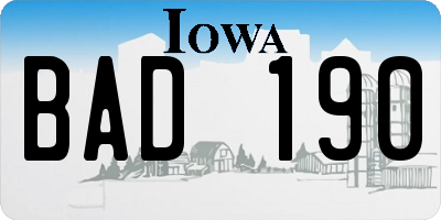IA license plate BAD190