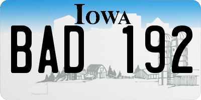 IA license plate BAD192