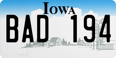 IA license plate BAD194