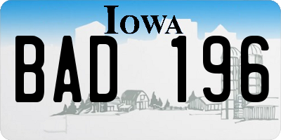 IA license plate BAD196