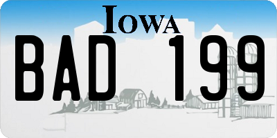 IA license plate BAD199