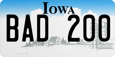 IA license plate BAD200