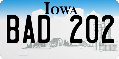 IA license plate BAD202