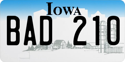 IA license plate BAD210