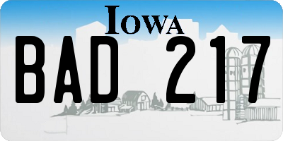 IA license plate BAD217