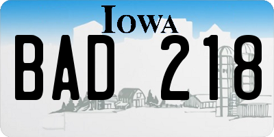 IA license plate BAD218