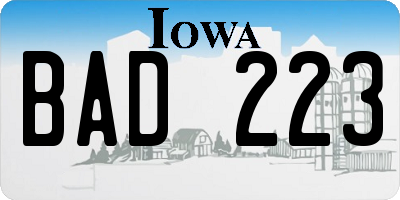 IA license plate BAD223