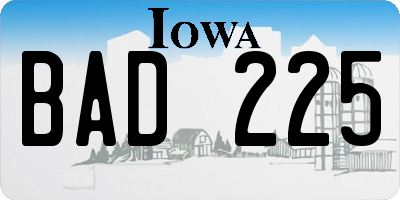 IA license plate BAD225