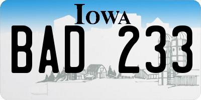 IA license plate BAD233