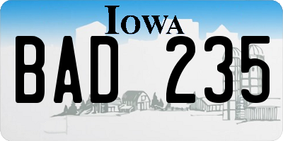 IA license plate BAD235