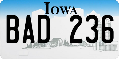 IA license plate BAD236