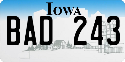 IA license plate BAD243