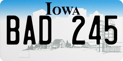 IA license plate BAD245