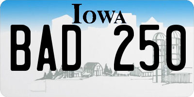 IA license plate BAD250