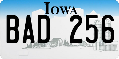 IA license plate BAD256