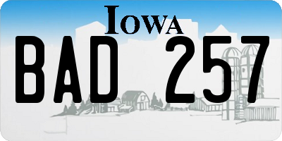 IA license plate BAD257
