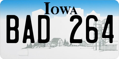 IA license plate BAD264