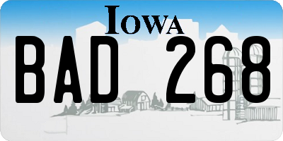 IA license plate BAD268