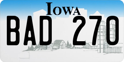 IA license plate BAD270