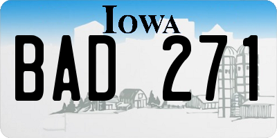 IA license plate BAD271
