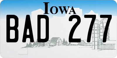 IA license plate BAD277