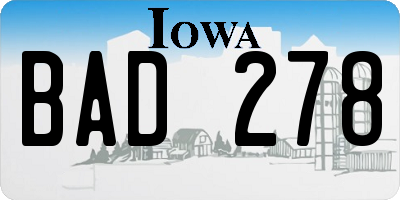 IA license plate BAD278