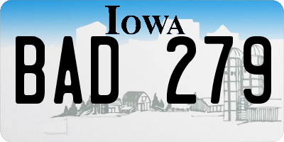IA license plate BAD279