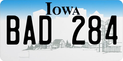 IA license plate BAD284
