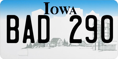 IA license plate BAD290