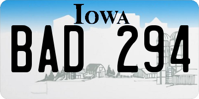 IA license plate BAD294