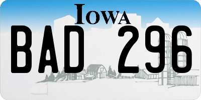 IA license plate BAD296