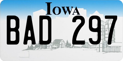 IA license plate BAD297