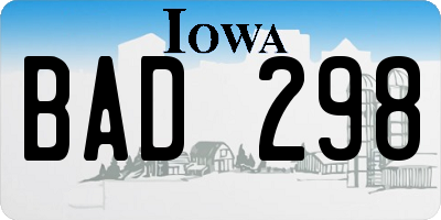 IA license plate BAD298