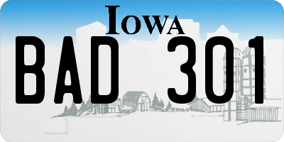 IA license plate BAD301