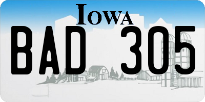 IA license plate BAD305