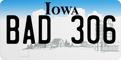 IA license plate BAD306