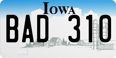 IA license plate BAD310