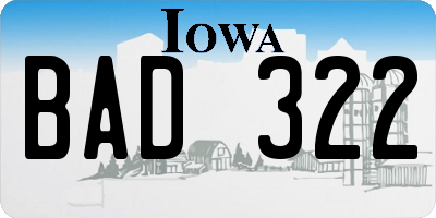 IA license plate BAD322